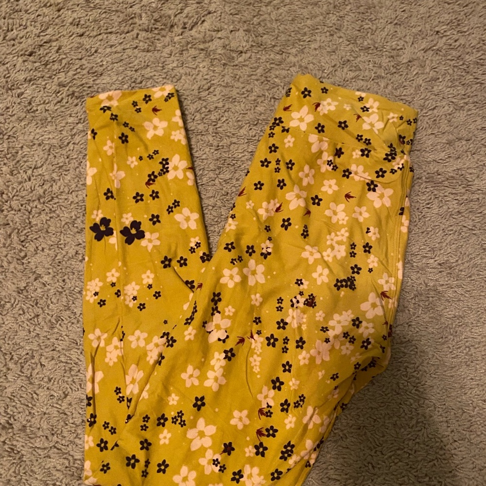 LuLaRoe Yellow Floral Leggings
